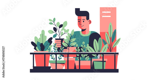 A Person Cultivating Plants in Pots Representing Urban Gardening and Home Cultivation