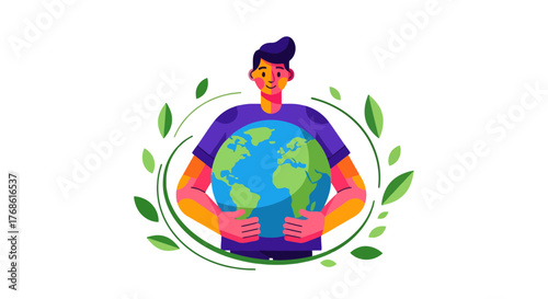 A Person Encircles The Planet Earth To Show The Love And Care For The World