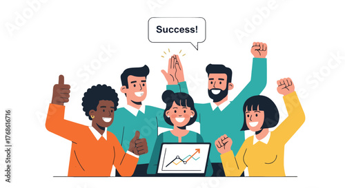 Achieved Success: Diverse Team Celebrating Victory In A Business Achievement