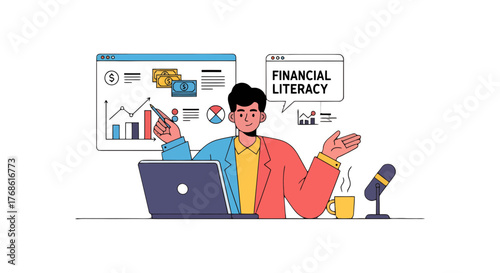 An Animated Illustration Demonstrating Financial Literacy and Investment Strategies