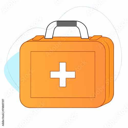 Orange first aid kit icon in vector style
