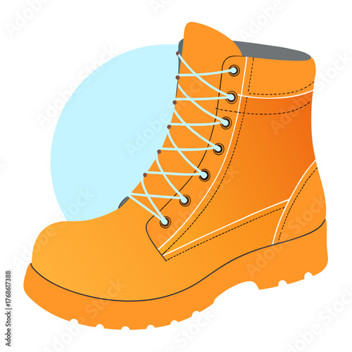 Orange work boot vector illustration on white background