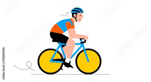 Cyclist In Action: Energetic Figure Riding Bicycle Against Black Backdrop