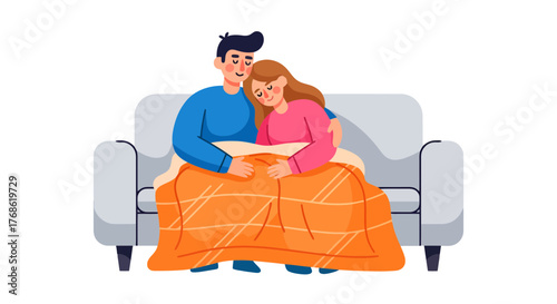 Cozy Couple Enjoying Each Other's Company While Relaxing on the Couch