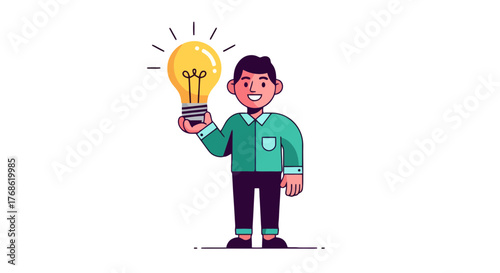 Creative Businessman Holding A Lightbulb, Represents Idea and Innovation for Future
