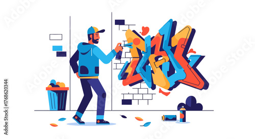 Creative Graffiti Artwork With Vibrant Colors Expressed On The Wall By The Artist