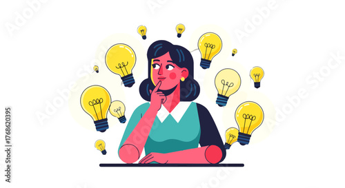 Creative Mind: Conceptualizing Ideas and Innovative Thinking with Light Bulb Illustrations