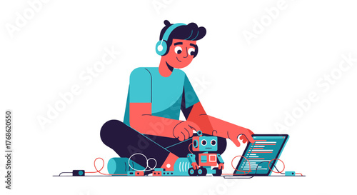 Digital Native Engaged in Robotic Coding with a Modern Technological Setup