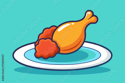 Fried chicken drumstick in a clean vector style. Great for snack, fast food, and culinary projects.