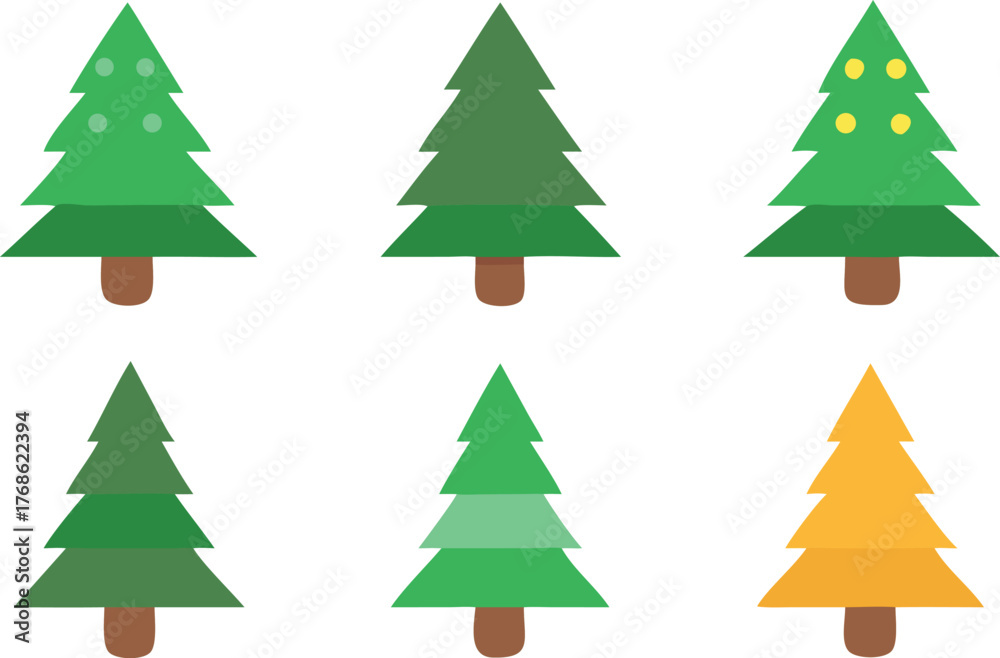 Obraz premium Christmas Tree Clipart Collection for Holiday Design Projects