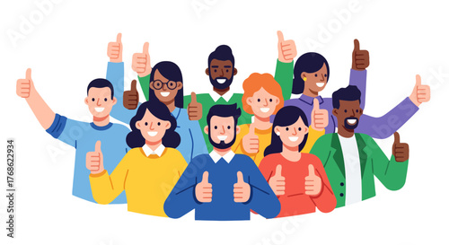 Diverse Group Displaying Success: Thumbs Up Gesture Against Black Background
