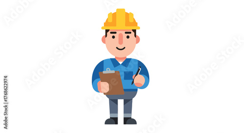Engineer Holding A Pen And Clipboard Ready To Take Notes For Construction