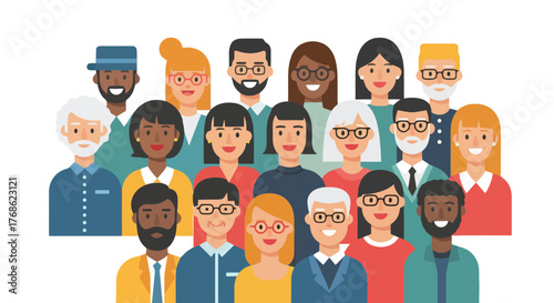 Diverse Group Portraits: A Vibrant Illustration of Inclusion, Unity, and Community