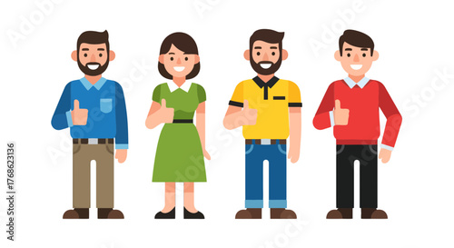 Diverse Group Showcasing Positive Affirmation and Achievement with Illustrative Representation