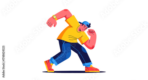 Energetic Cartoon Character in a Dynamic Pose with Modern, Fresh, And Current Animation