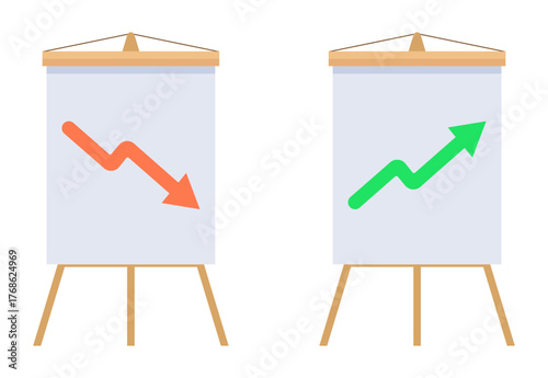 Image of stock market charts and financial data. Trends in financial growth or decline. Investment icons, statistics, finance, chart, analysis, data, business, research, information. EPS10 Vector illu