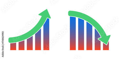 Image of stock market charts and financial data. Trends in financial growth or decline. Investment icons, statistics, finance, chart, analysis, data, business, research, information. EPS10 Vector illu