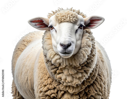 Minimalist Sheep Portrait on Plain Background