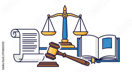 Legal Justice and Law Concept with Scales and Books.