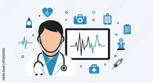 Healthcare professional with medical tools, symbolizing health, wellness, and medical expertise for websites, promotions, and designs needing a caring touch