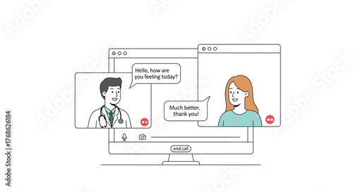 Friendly doctor provides virtual care to a smiling patient during a telemedicine appointment, ensuring convenient and accessible healthcare from home