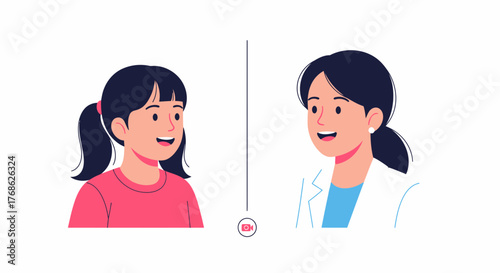Child and doctor connect virtually for a positive telehealth consultation, fostering care and communication
