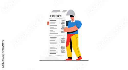 Expense Tracking Illustration Depicting Financial Burden and Cost Analysis Conceptualization