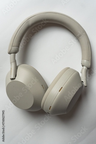 Photos headphones on white background