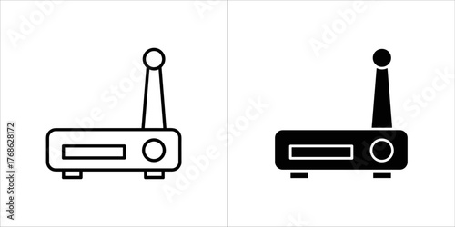Outline and solid black icons of a router