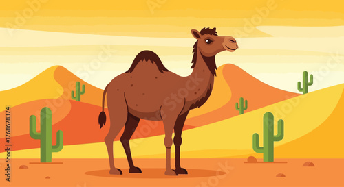 A simple cartoon illustration of a dromedary camel.