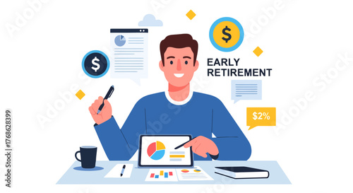 Financial Advisor Presents Retirement Planning Strategy with Digital Charts and Investment Data