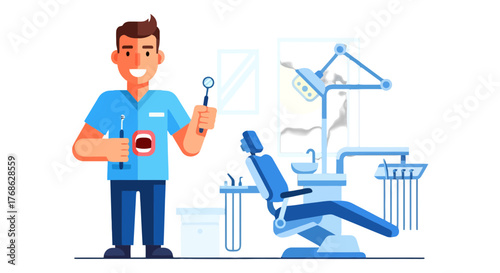 Friendly Dentist Ready To Examine And Provide Dental Treatment For Patients In Clinic