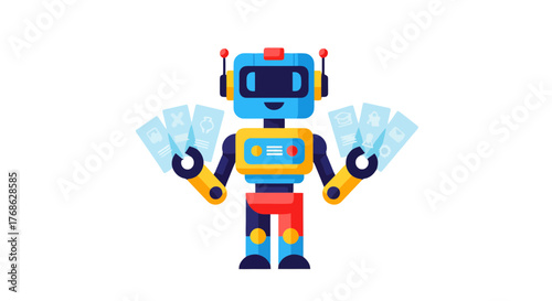 Friendly Robot Delivering Ideas With Creative Concepts And Technological Aspects