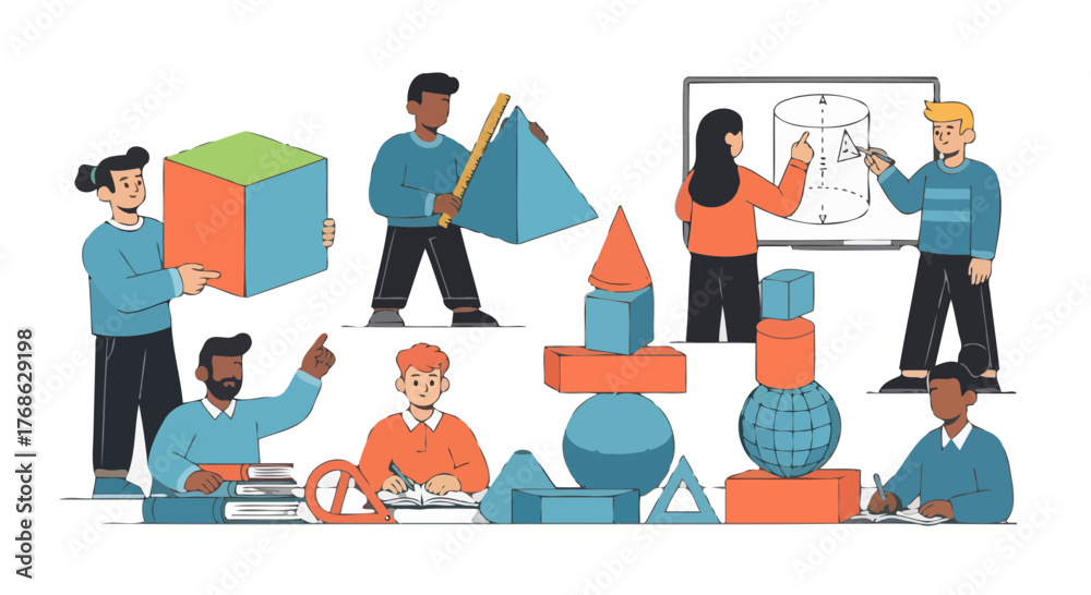 Obraz premium Geometric Education Presentation: Exploring Shapes, Volumes, And Mathematical Concepts.