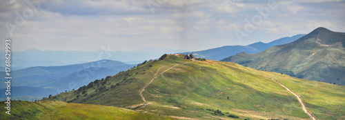 beautiful mountain landscape in the Bieszczady National Park; Bieszczady Mountains beauty in nature