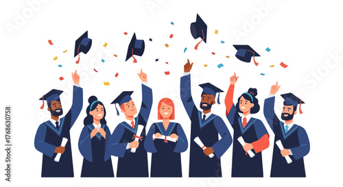 Graduation Celebration: A Diverse Group of Students Celebrate Their Accomplishments