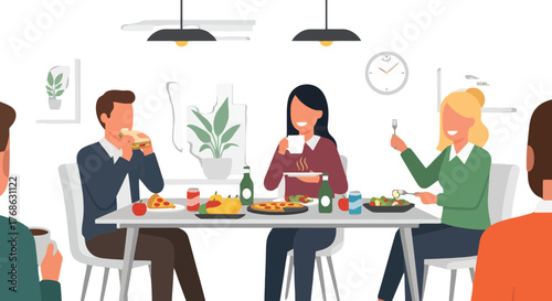 Group Of People Enjoying Lunch Together In A Cozy Restaurant Setting Of A Meeting