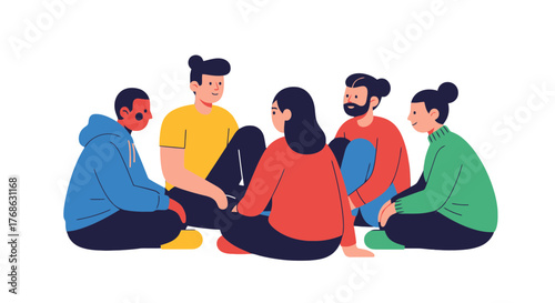 Group Of People Interacting Silhouetted Against Black Backdrop Communicating Together