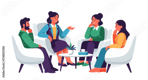 Group Therapy Session Discussing Mental Health Concerns and Exploring Solutions to Problems