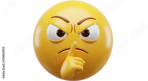 Shushing Emoji Face With Angry Brows Signaling Silence Secret Information Confidential Data Sharing