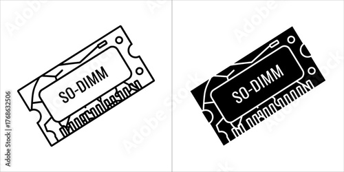 Online conference icon in line and glyph style