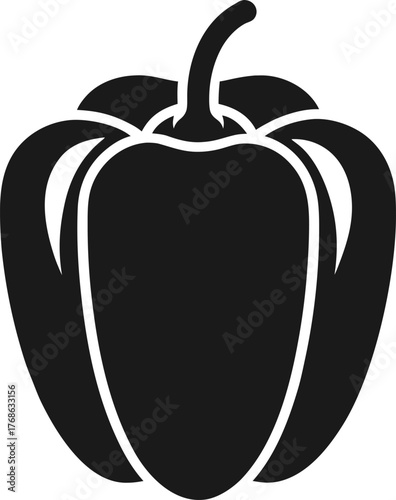 Black silhouette bell pepper vector icon scalable eps illustration for healthy food design vector