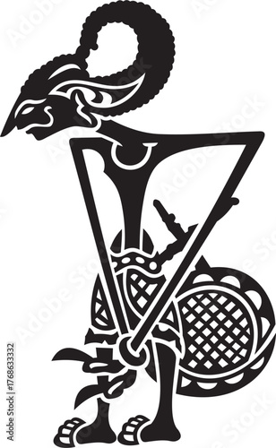 Vector image of a simple shadow puppet, a traditional Javanese Indonesian art, the character Arjuna