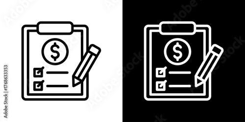 Budget Planning  Icon Set. Clean Line Design With Light And Dark Versions For Versatile Use. 