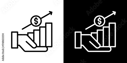Income Growth  Icon Set. Clean Line Design With Light And Dark Versions For Versatile Use. 