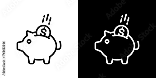 Saving  Icon Set. Clean Line Design With Light And Dark Versions For Versatile Use. 
