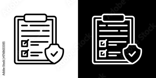 Insurance Policy  Icon Set. Clean Line Design With Light And Dark Versions For Versatile Use. 