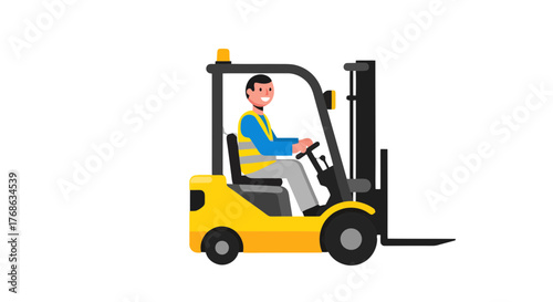 Industrial Forklift Operator: A Worker In Action Delivering Efficiency And Safety In Logistics