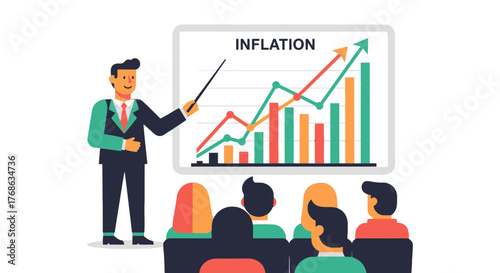 Inflation Presentation: Economic Analysis and Market Growth Visualized for Business Audience