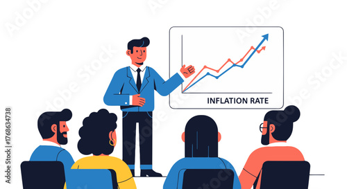 Inflation Rise Visualized During a Business Presentation with Audience Included